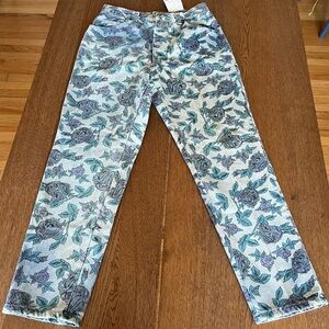 NWT Vintage Zena High Rise Jeans Floral Blue Purple Dead Stock Rare Find!!